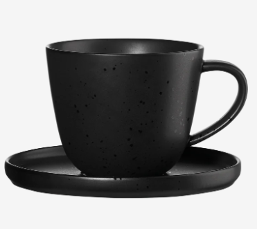 ASA Kaffeetasse mit Unterteller, kuro, 0,25 L, schwarz