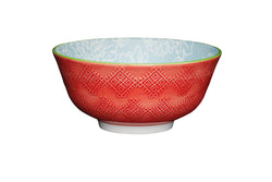 KitchenCraft Bowl, Leaf Print and Terracotta