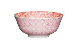 KitchenCraft Bowl Red and Pink Victorian Style Print