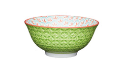 KitchenCraft Bowl Bright Green Geometric Print