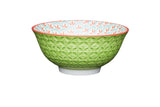 KitchenCraft Bowl Bright Green Geometric Print