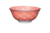 KitchenCraft Bowl Red Floral and Blue Edge