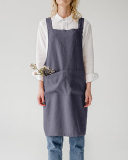 LinenTales Crossback apron dark grey